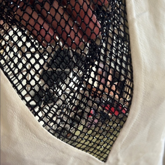 Massimo Dutti Cream Black Crystal Silk V-Neck Tank Top - Picture 4 of 9